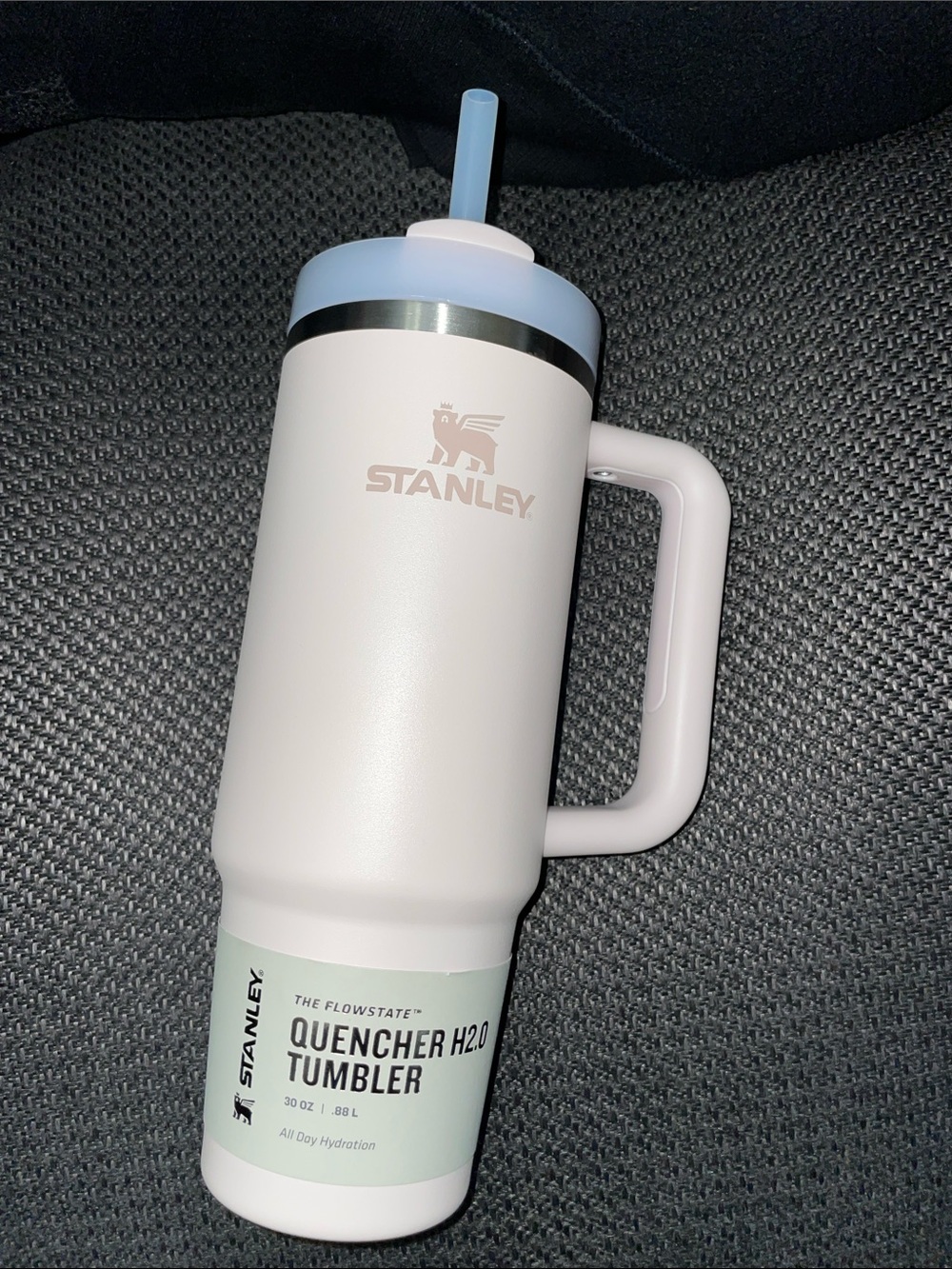 30 oz.Stanley Pale Pink Tumbler with Light Frosted Lid and Straw